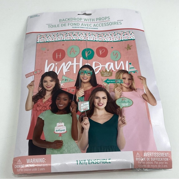 NWT Happy Birthday Scene Setters with Props 6' 8" x 4' 7.5" Pink - Picture 5 of 6